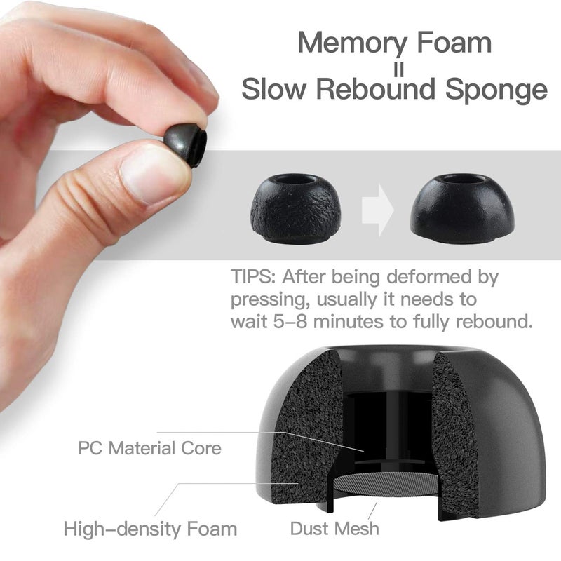 PZOZ 3 أزواج من نصائح الأذن البديلة متوافقة مع Apple AirPods Pro و Pro 2nd (2022)، رغوة الذاكرة لتقليل الضوضاء في الأذن ملحقات نصائح الأذن (تناسب في علبة الشحن) (S/M/L، أسود) - Image 3